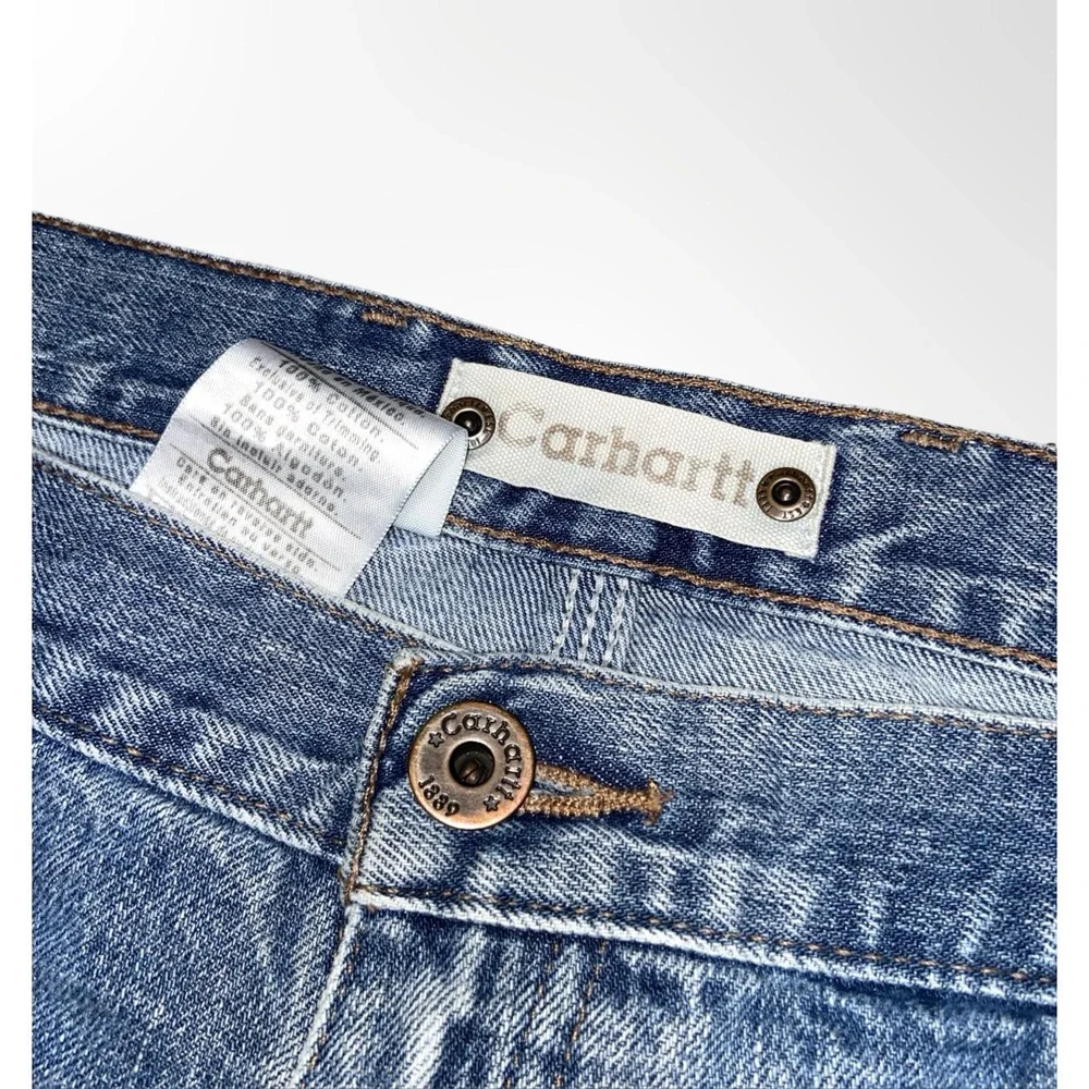 Vintage Carhartt Jeans Loose Baggy Fit Wide Leg Men's 40x32 Blue Denim Workwear
